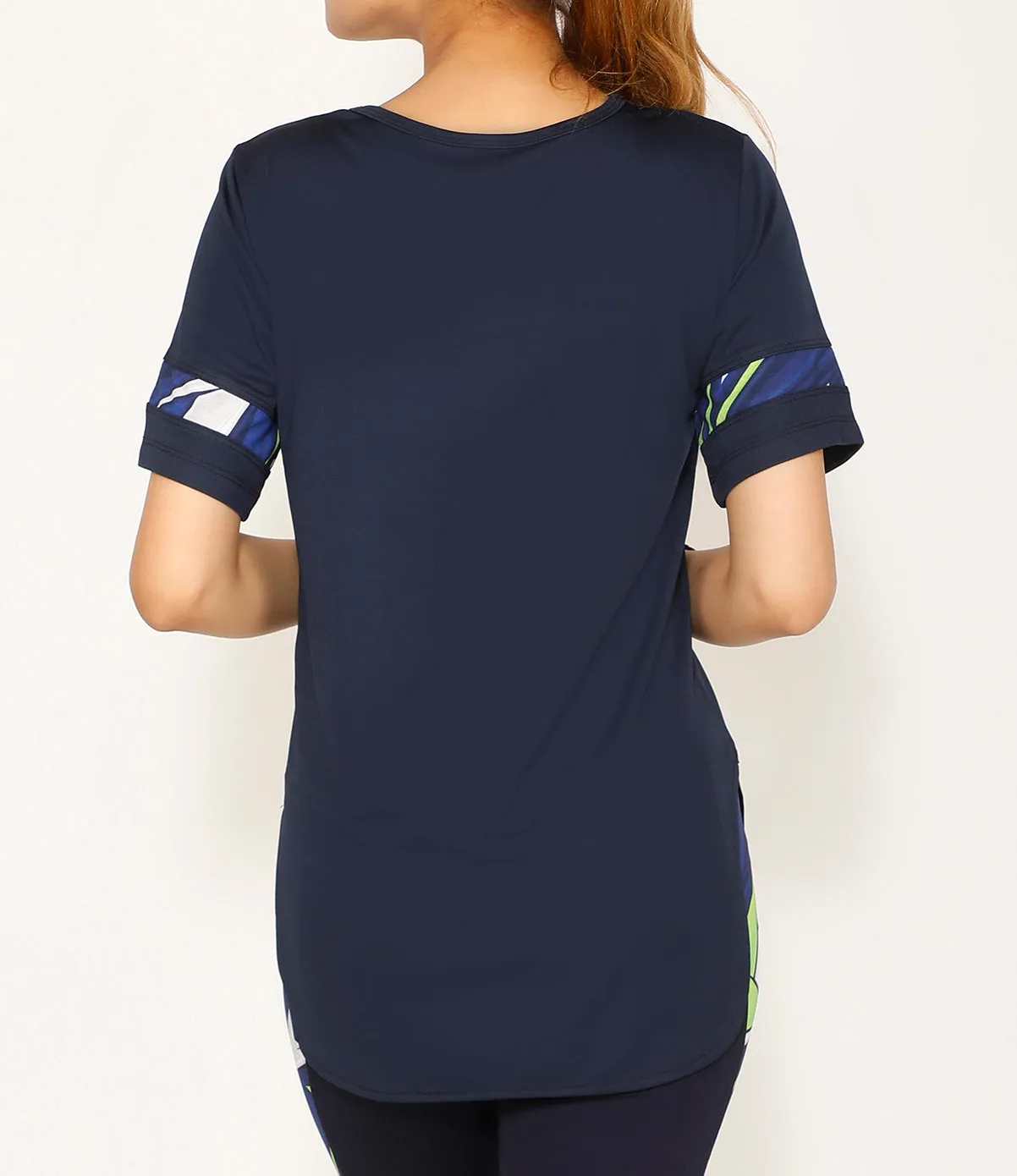 Navy Green & White Long T-Shirt