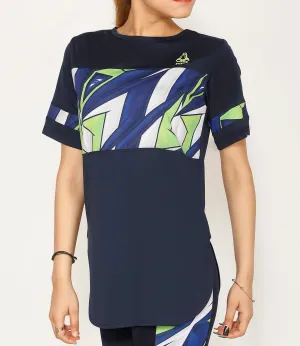 Navy Green & White Long T-Shirt