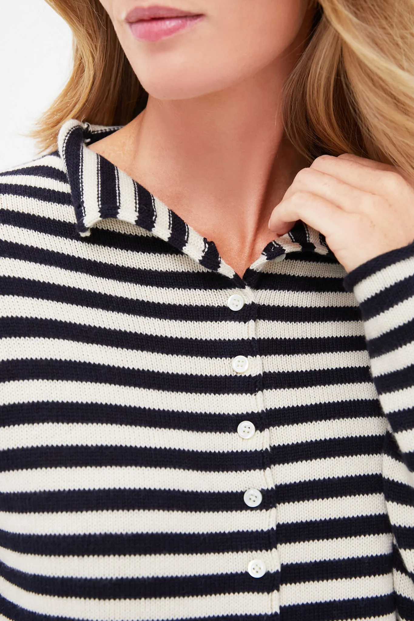Navy Stripe Taylor Rollneck Cardigan