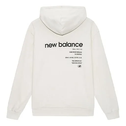 New Balance Logo Printing Sports Loose Couple Style White Sweatshirt