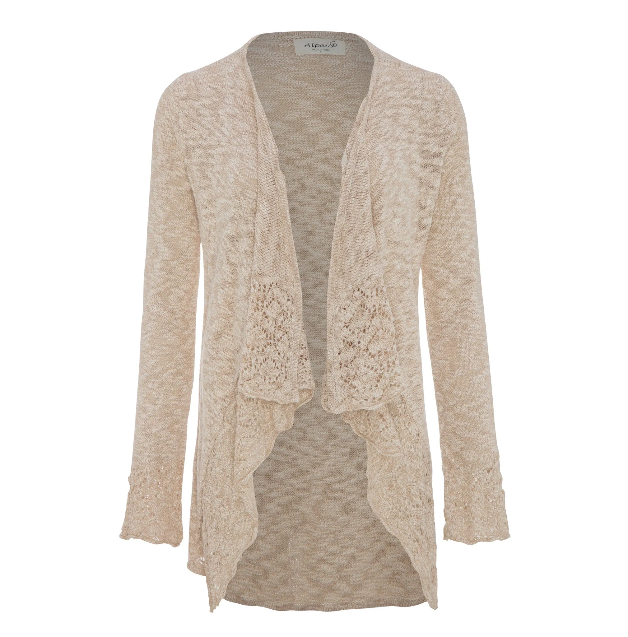 Organic Cotton Blend Lace Open Cardigan