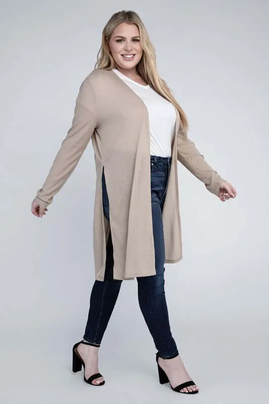 Plus size Everyday Side Slits Cardigan