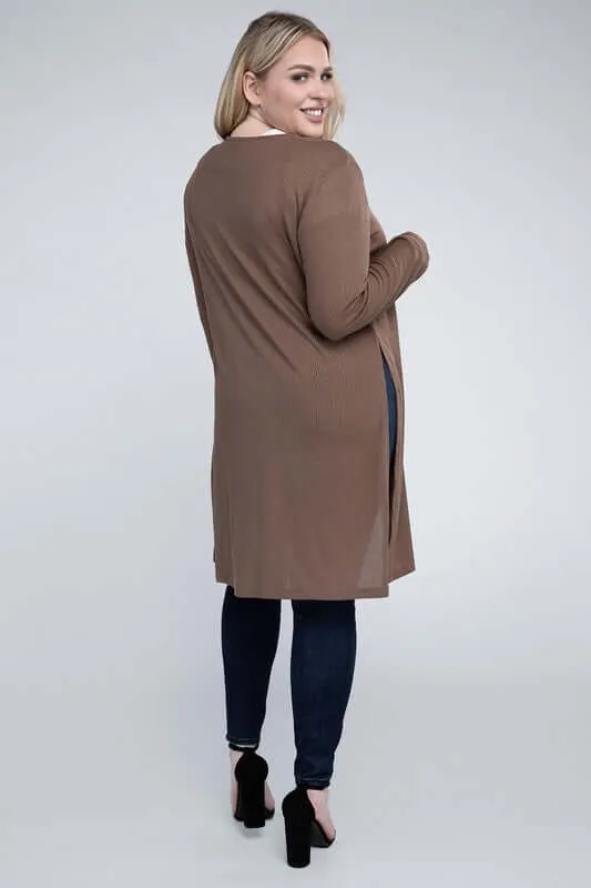 Plus size Everyday Side Slits Cardigan