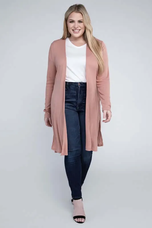 Plus size Everyday Side Slits Cardigan