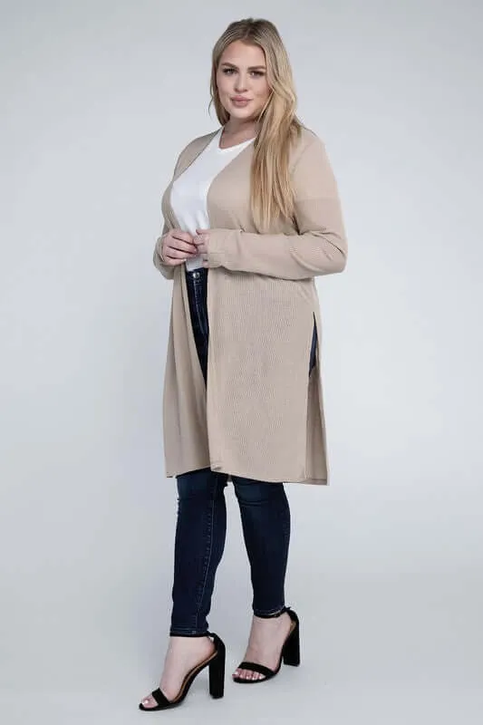 Plus size Everyday Side Slits Cardigan