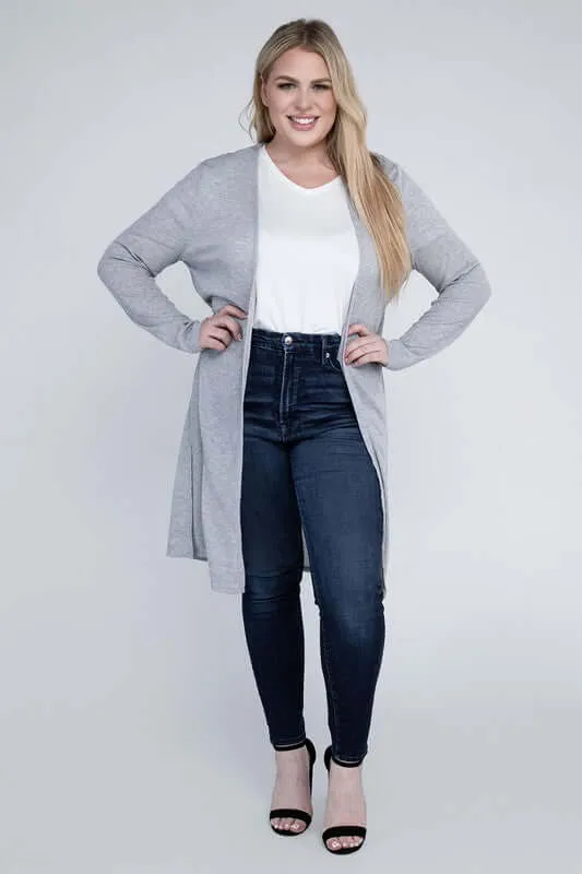 Plus size Everyday Side Slits Cardigan