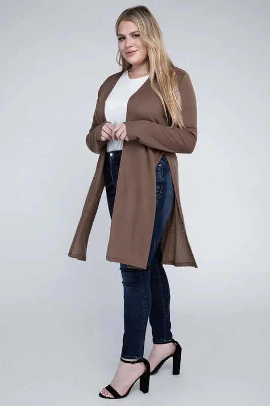 Plus size Everyday Side Slits Cardigan