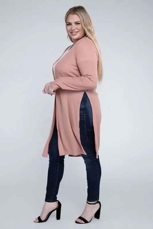 Plus size Everyday Side Slits Cardigan