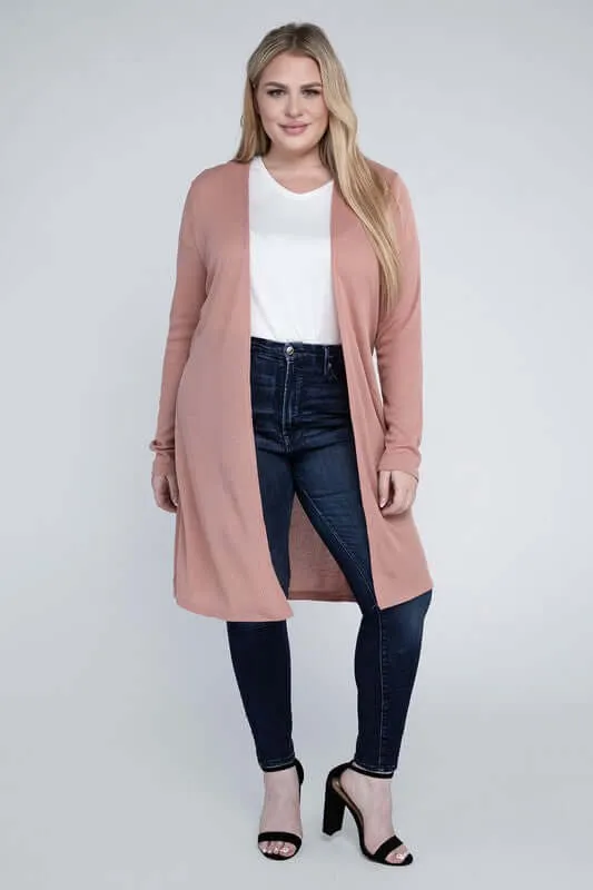 Plus size Everyday Side Slits Cardigan