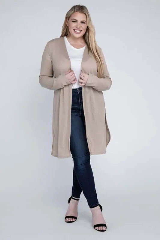 Plus size Everyday Side Slits Cardigan