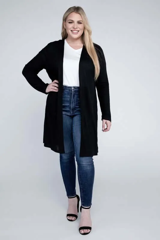 Plus size Everyday Side Slits Cardigan