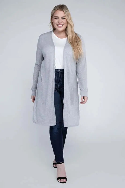Plus size Everyday Side Slits Cardigan