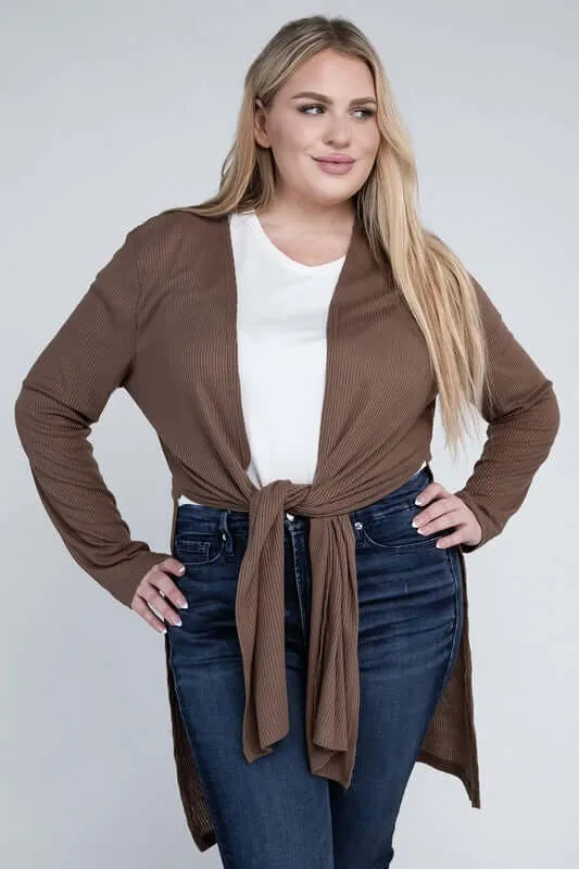Plus size Everyday Side Slits Cardigan