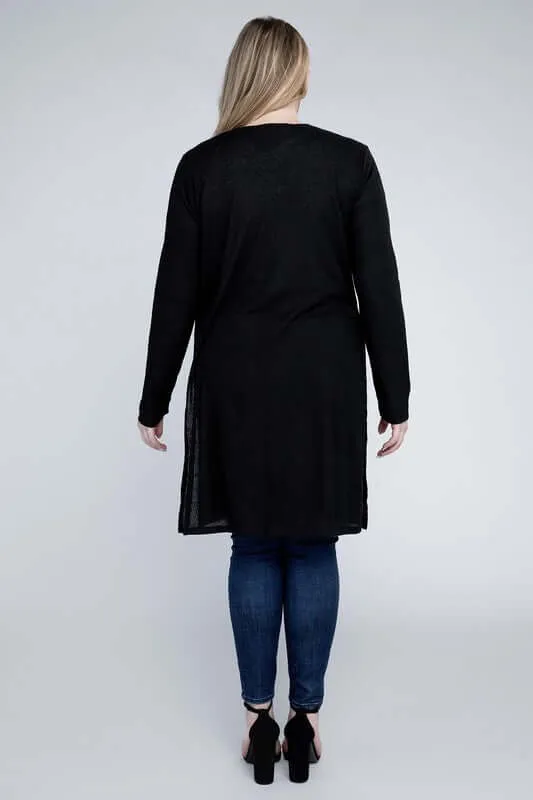 Plus size Everyday Side Slits Cardigan