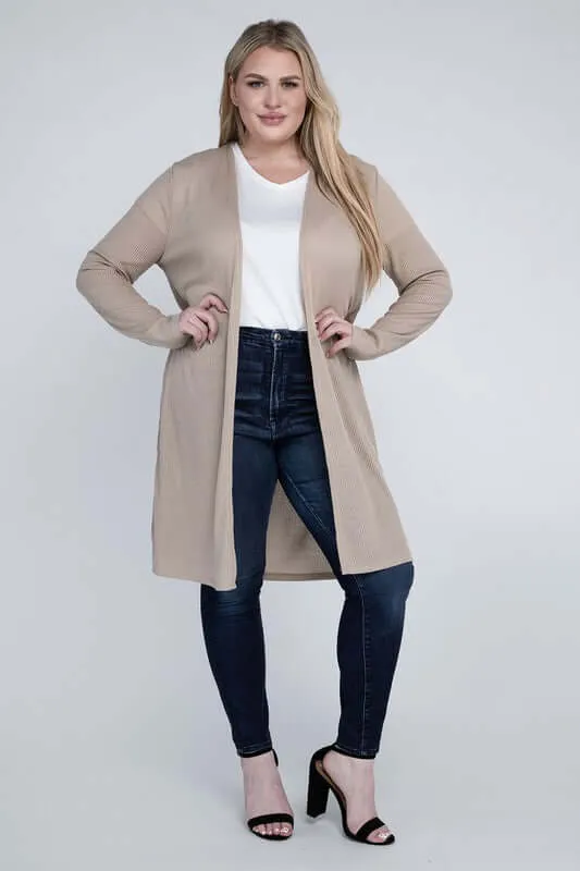 Plus size Everyday Side Slits Cardigan