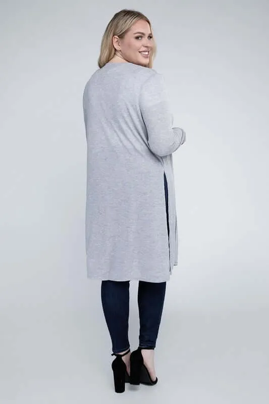Plus size Everyday Side Slits Cardigan