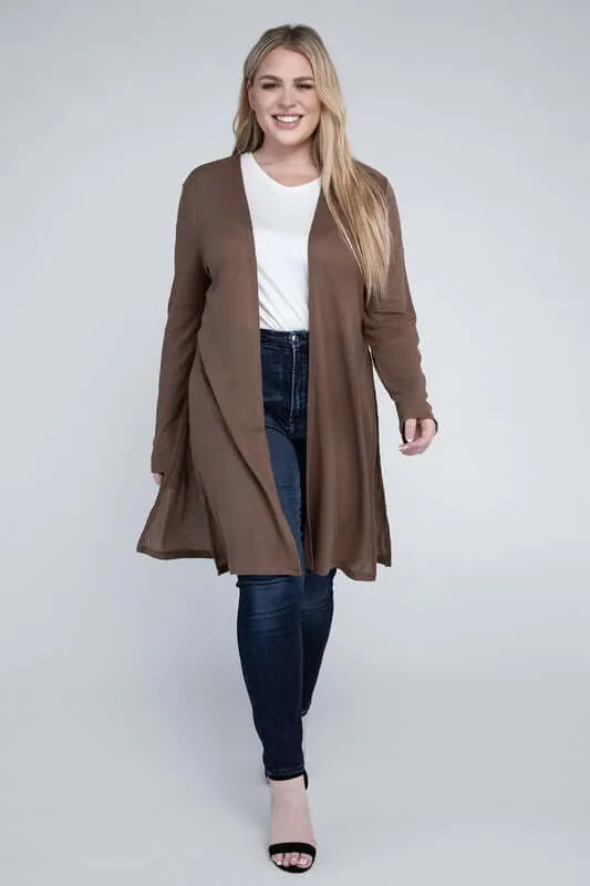 Plus size Everyday Side Slits Cardigan