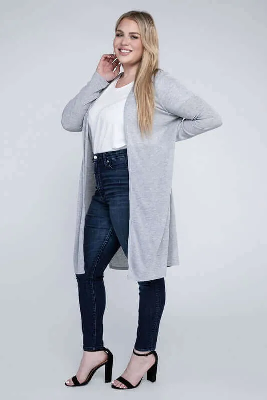 Plus size Everyday Side Slits Cardigan