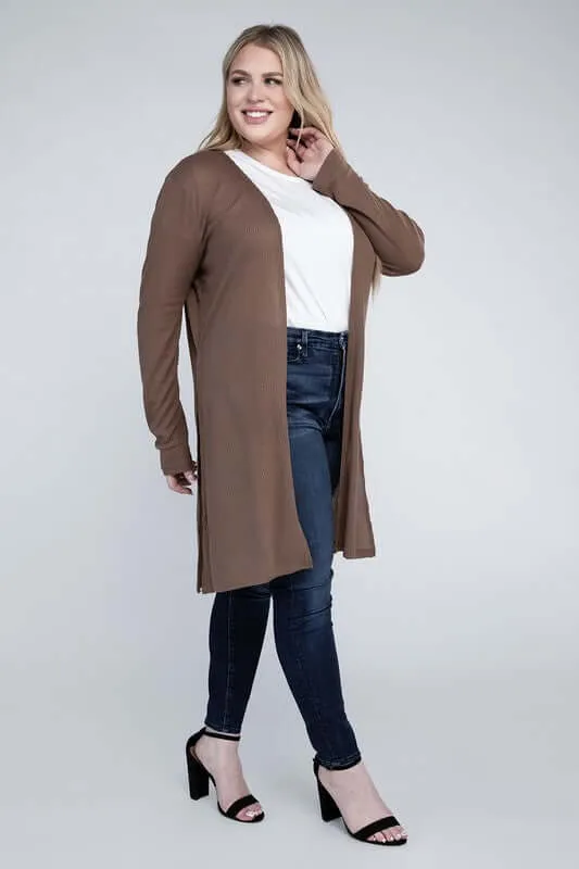 Plus size Everyday Side Slits Cardigan