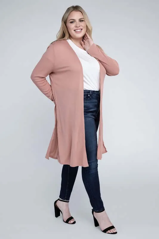Plus size Everyday Side Slits Cardigan