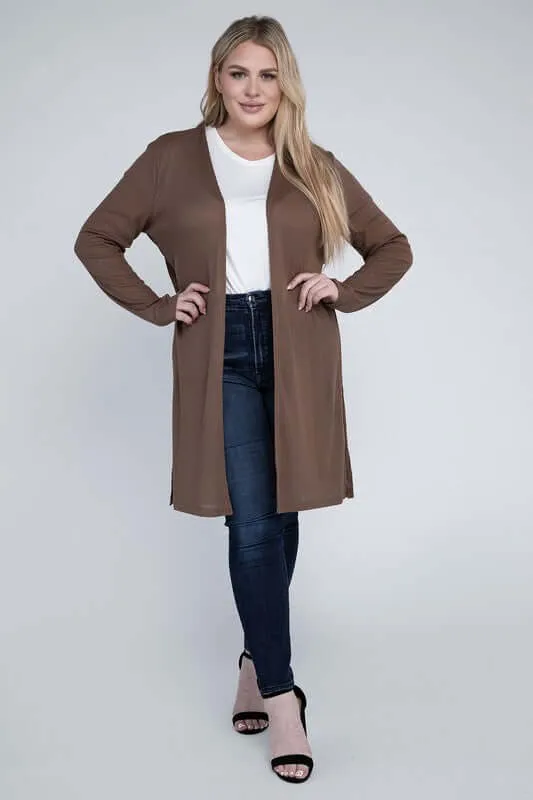 Plus size Everyday Side Slits Cardigan