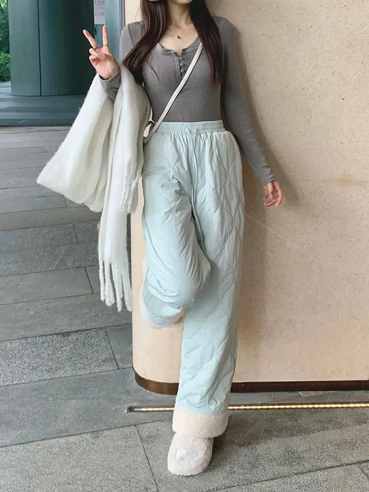 Puffer Thick Fleece Warm Pants