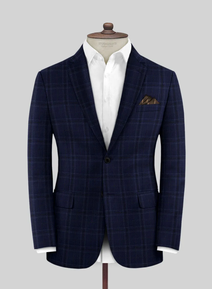 Reda Gulf Blue Checks Wool Suit