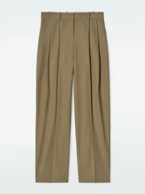 Relaxed cotton wide-leg trousers