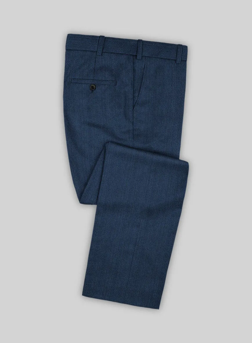 Scabal Tornado Herringbone Casa Blue Wool Suit