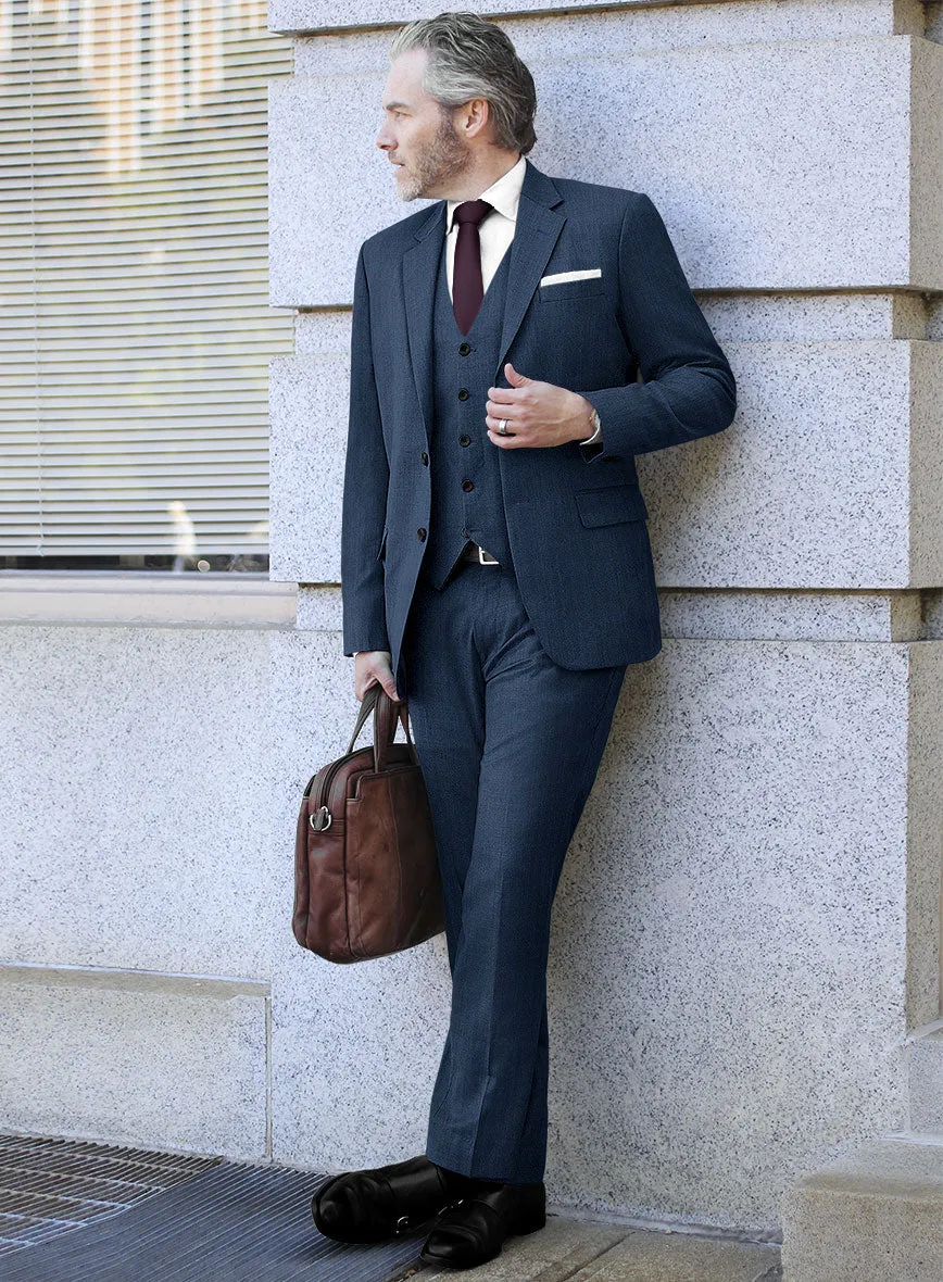 Scabal Tornado Herringbone Casa Blue Wool Suit