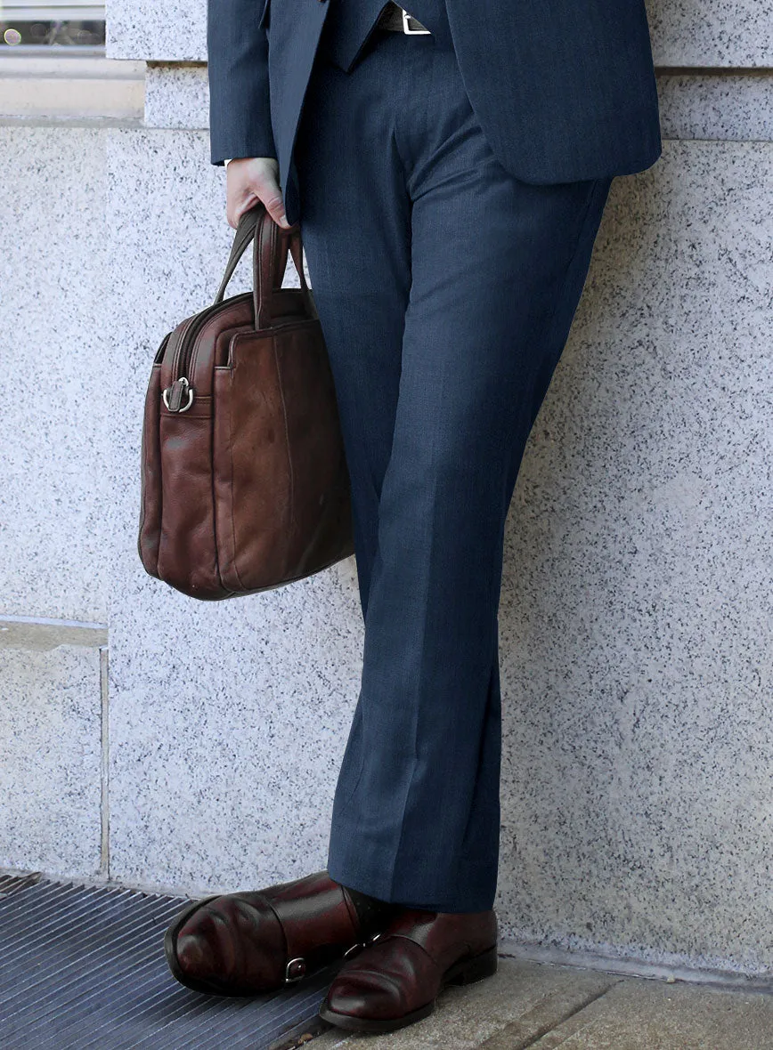 Scabal Tornado Herringbone Casa Blue Wool Suit