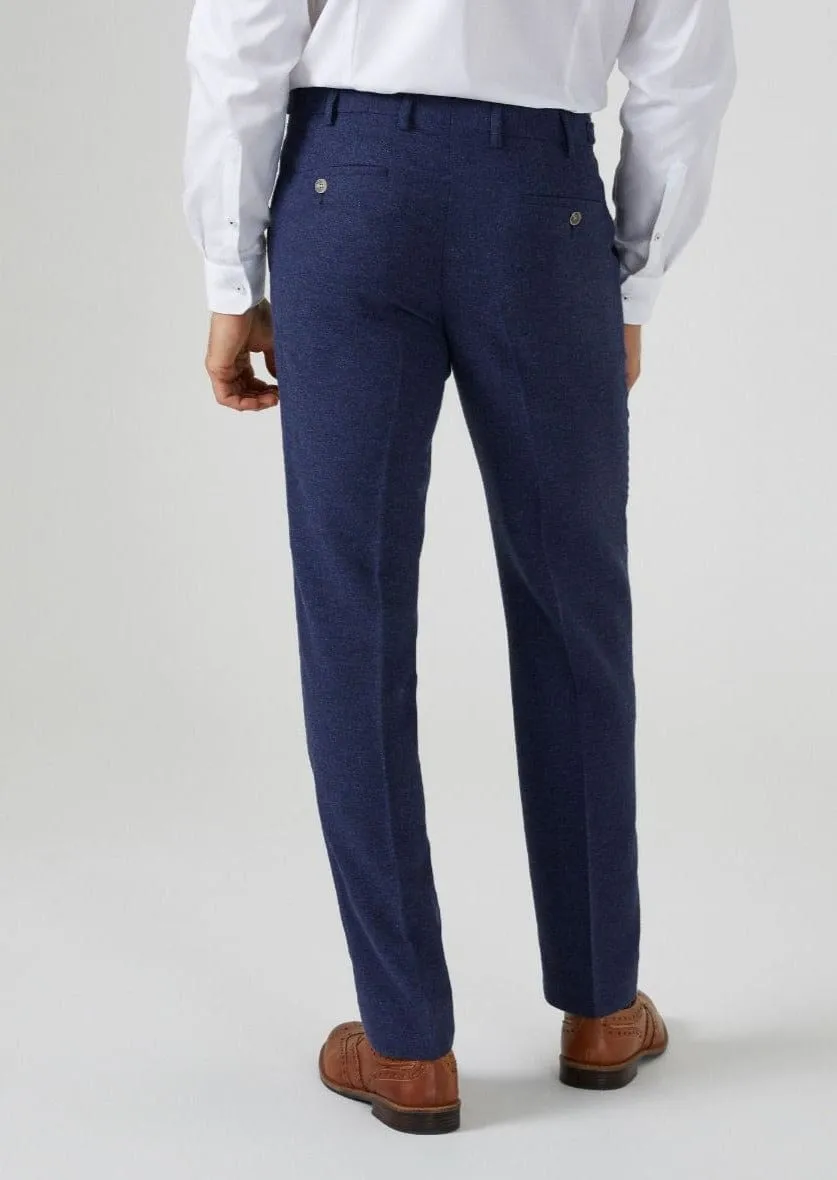Skopes Jude Navy Herringbone Tweed Tailored Trousers