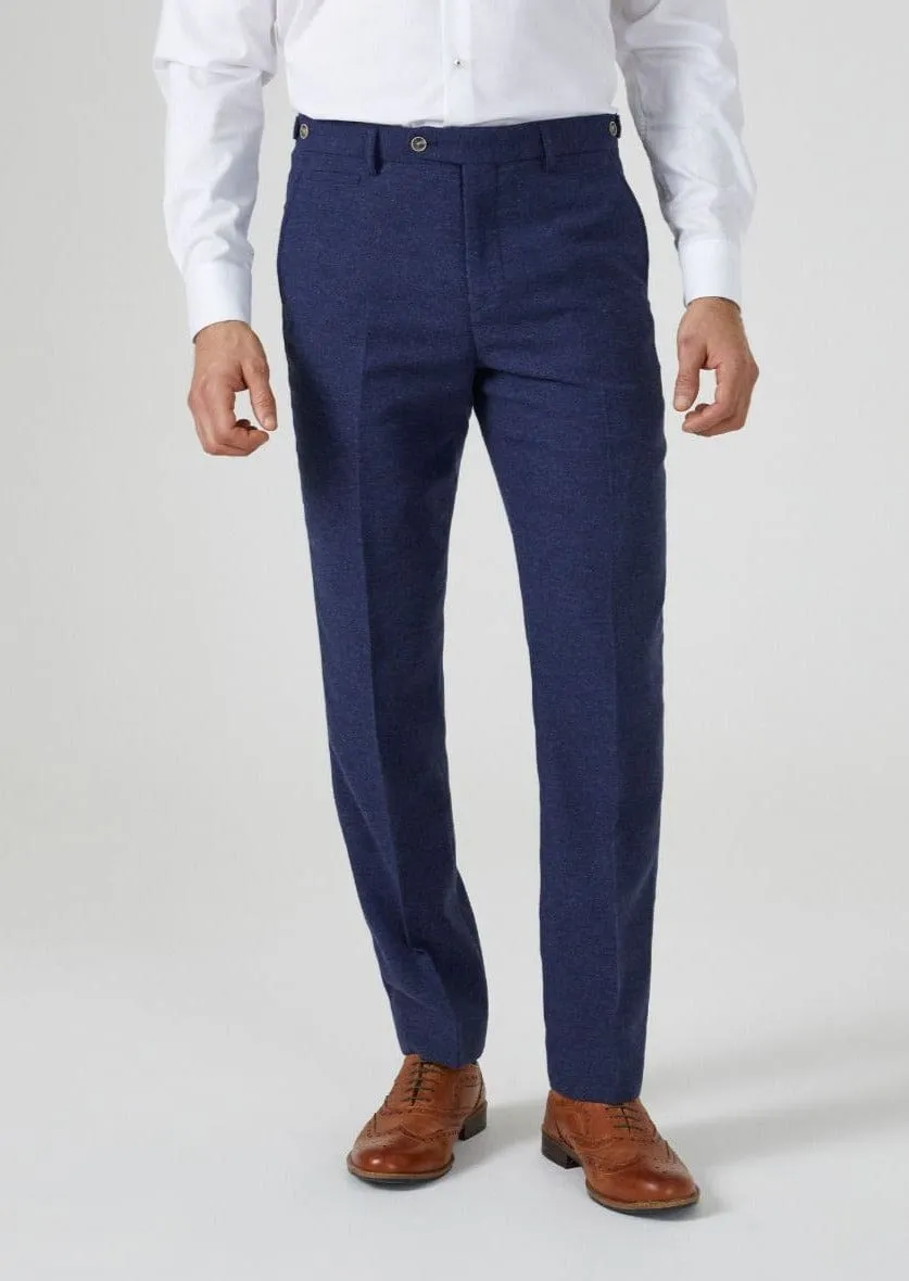 Skopes Jude Navy Herringbone Tweed Tailored Trousers