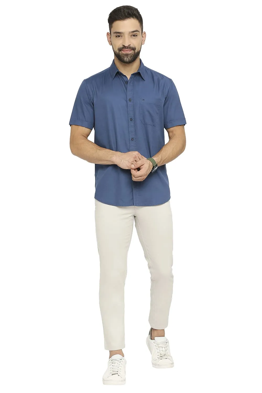 Slim Fit Cotton Broken Twill Halfsleeves Shirt