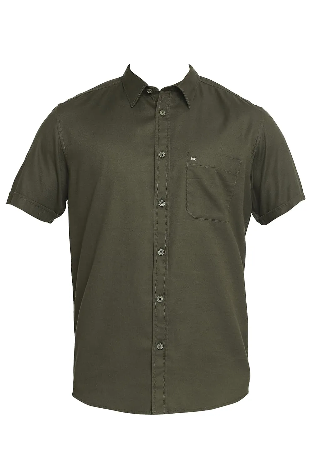 Slim Fit Cotton Broken Twill Halfsleeves Shirt