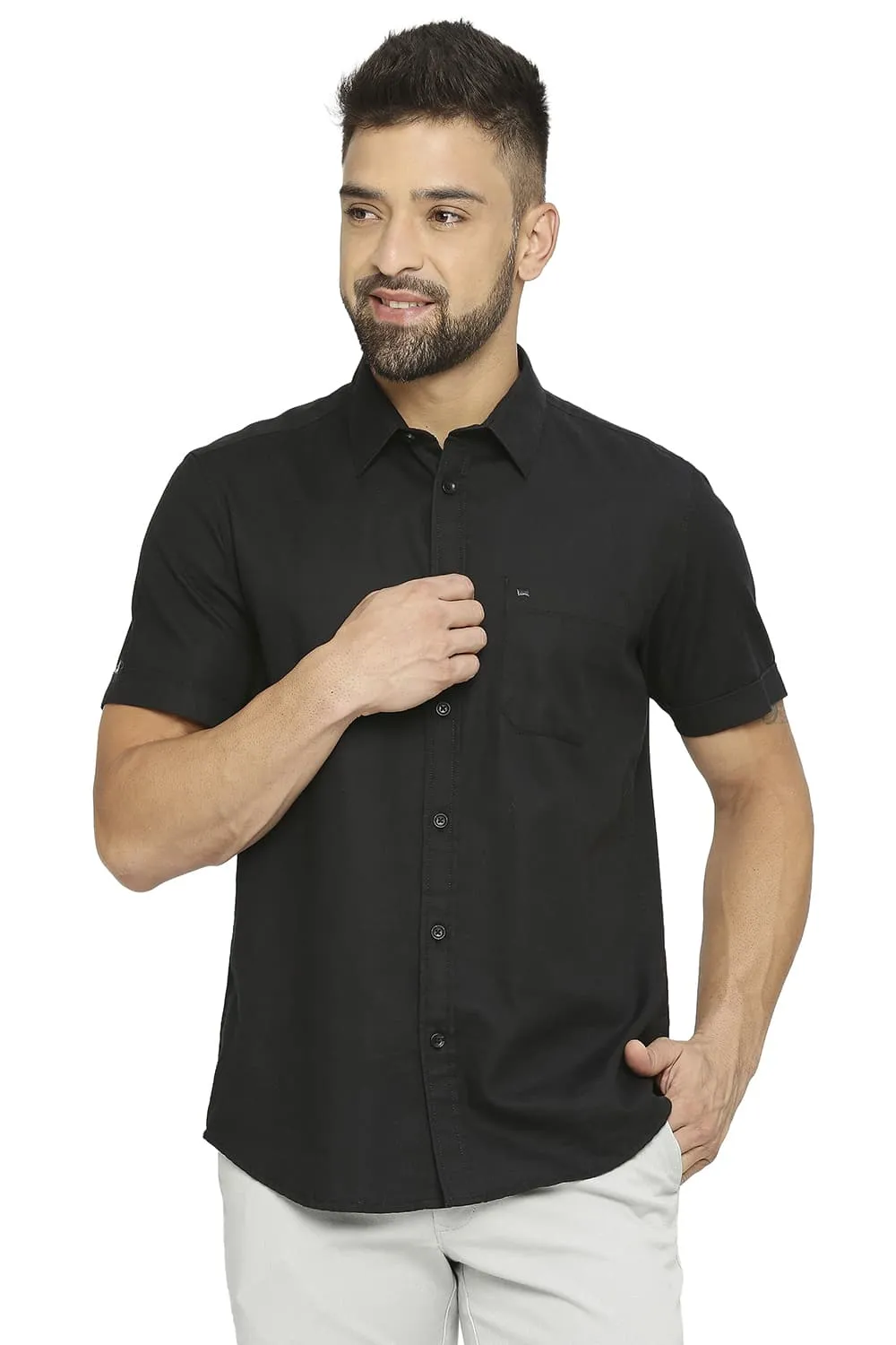 Slim Fit Cotton Broken Twill Halfsleeves Shirt