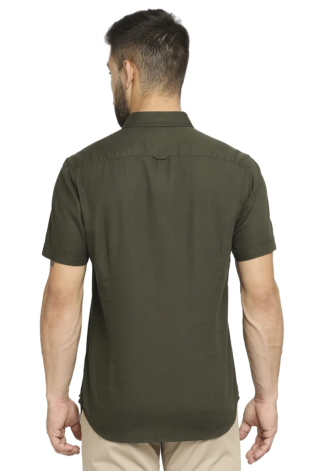 Slim Fit Cotton Broken Twill Halfsleeves Shirt