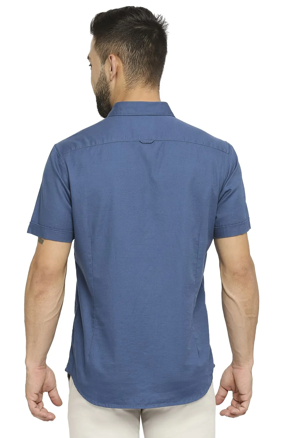 Slim Fit Cotton Broken Twill Halfsleeves Shirt