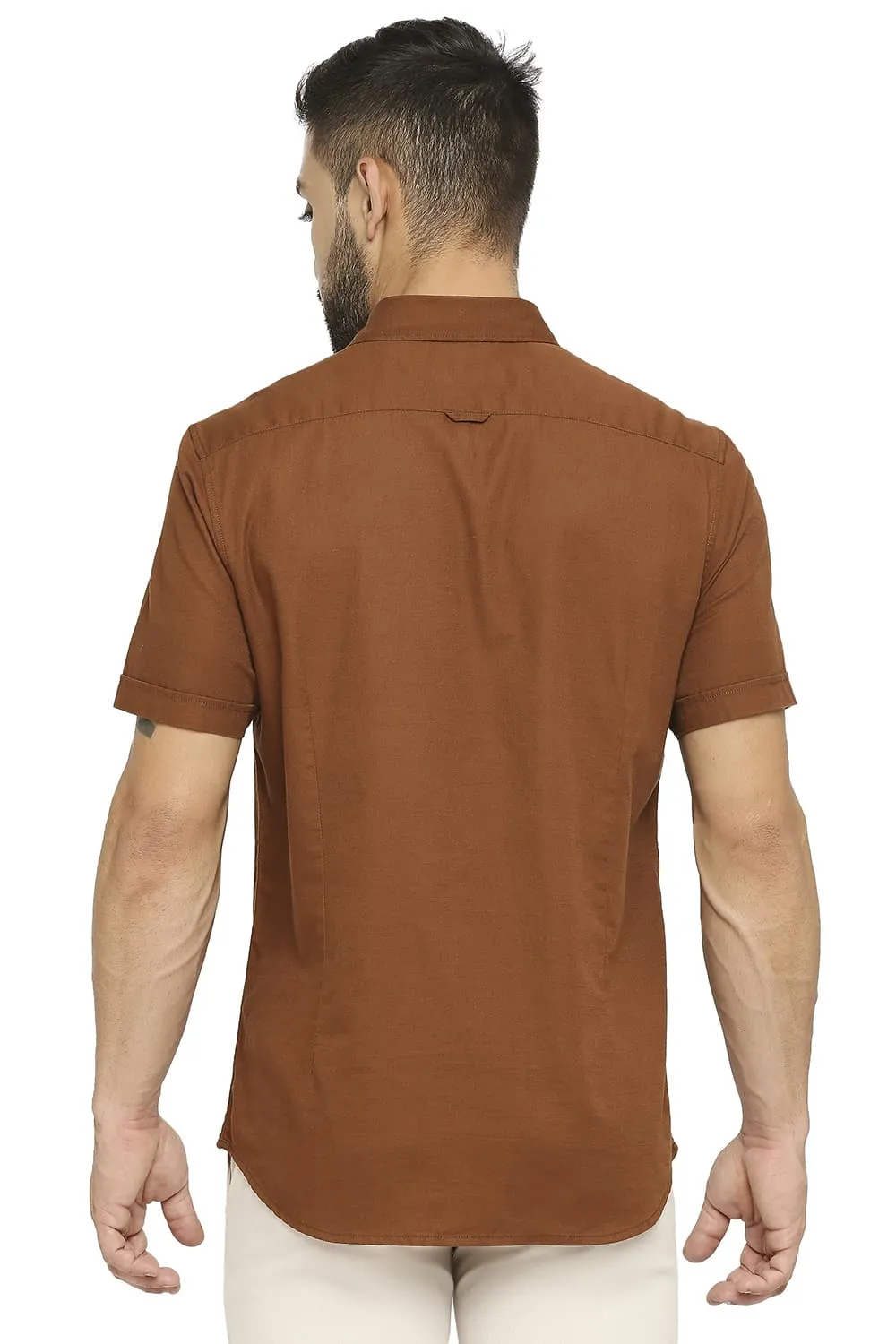 Slim Fit Cotton Broken Twill Halfsleeves Shirt