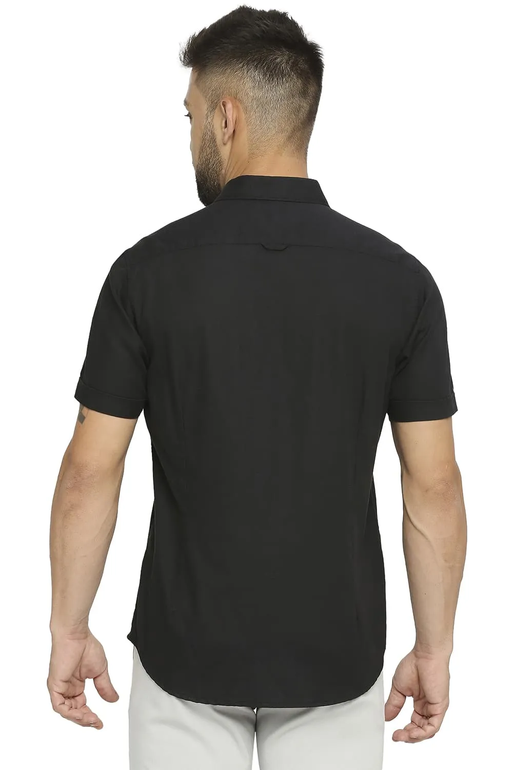 Slim Fit Cotton Broken Twill Halfsleeves Shirt