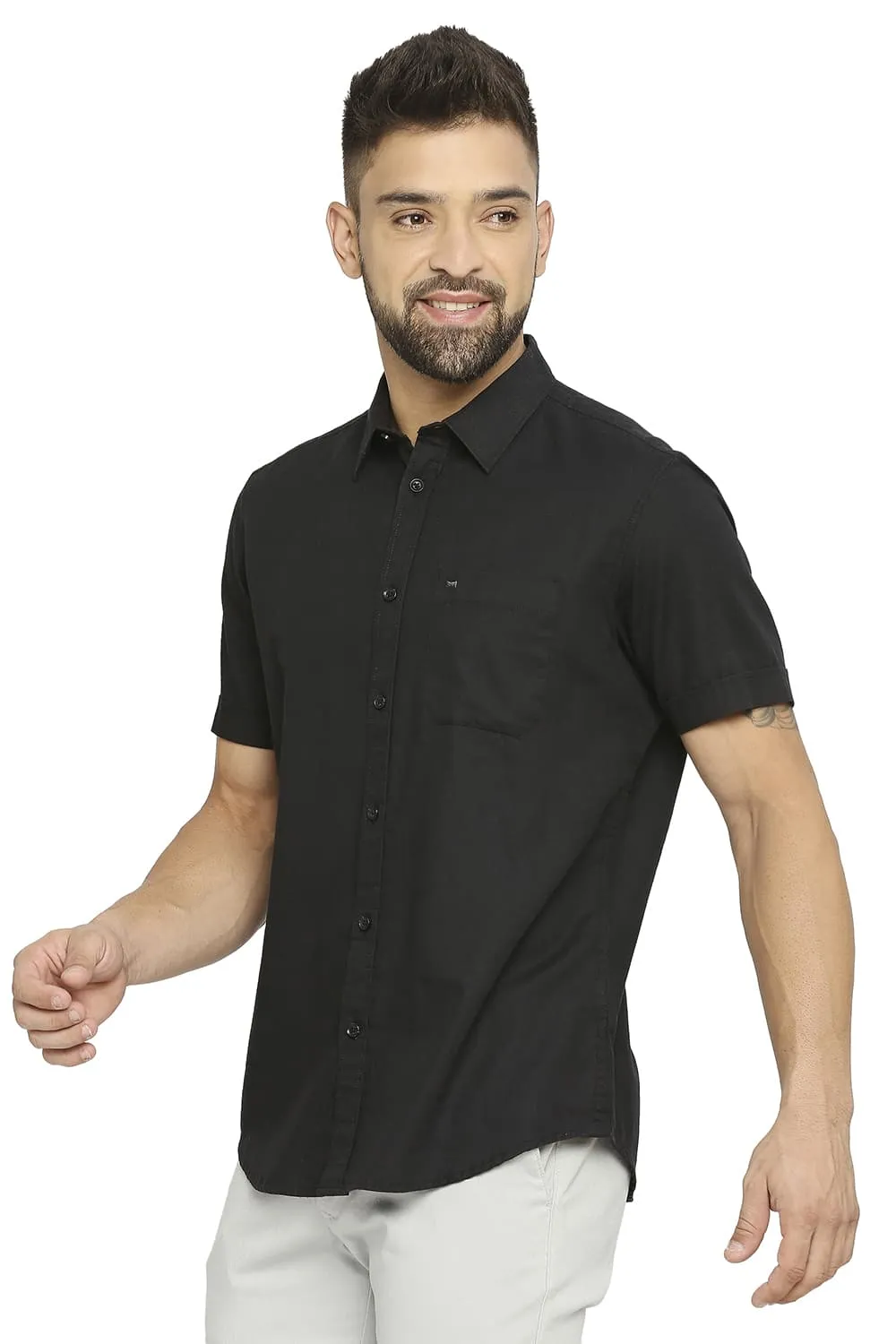 Slim Fit Cotton Broken Twill Halfsleeves Shirt