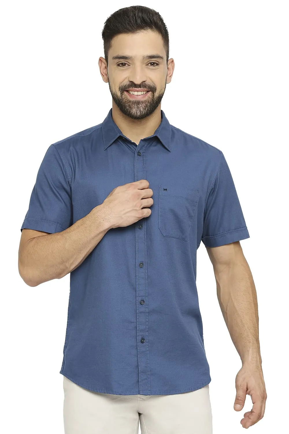 Slim Fit Cotton Broken Twill Halfsleeves Shirt