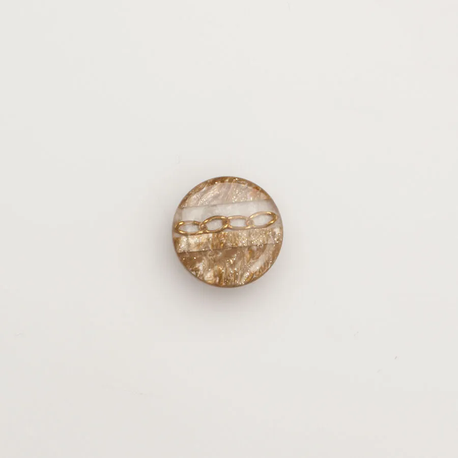 Small Beige Chain Round Button
