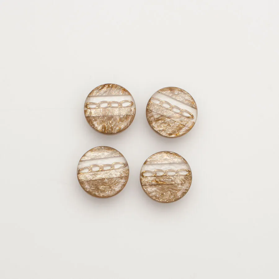Small Beige Chain Round Button