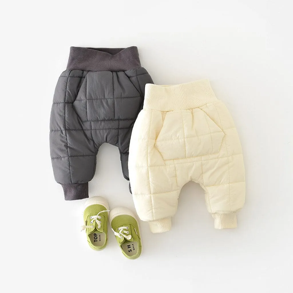 Square Quilted Plush High Waist Baby Baggy Pants