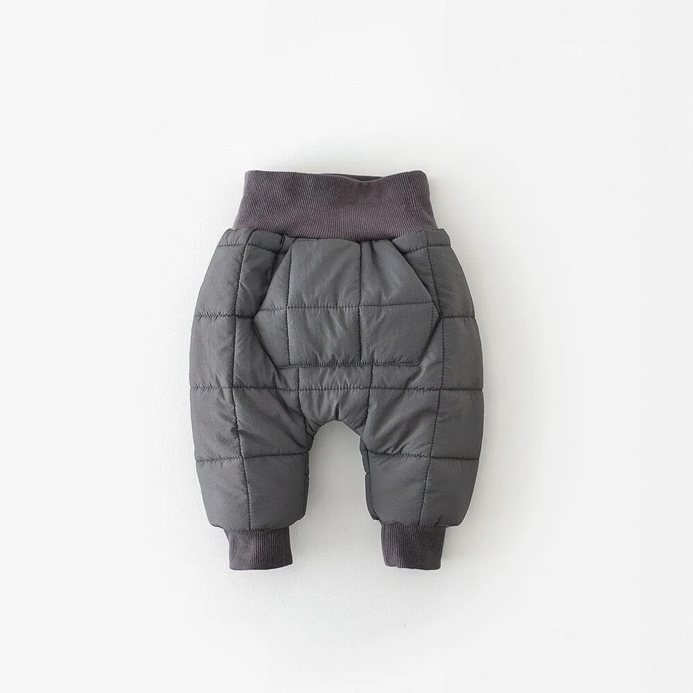 Square Quilted Plush High Waist Baby Baggy Pants