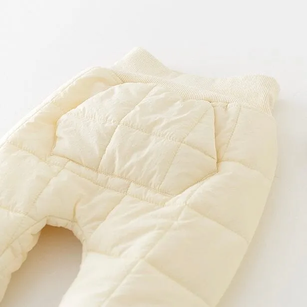 Square Quilted Plush High Waist Baby Baggy Pants