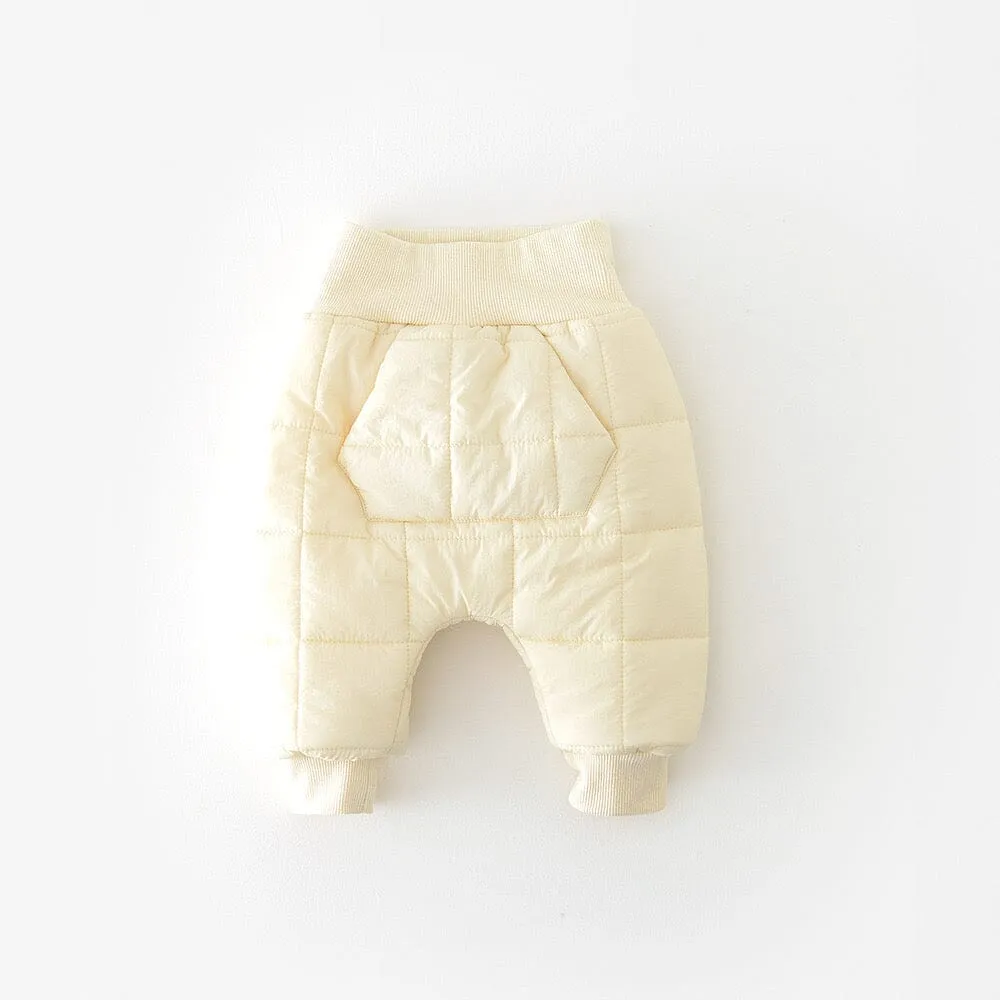 Square Quilted Plush High Waist Baby Baggy Pants