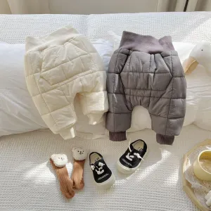 Square Quilted Plush High Waist Baby Baggy Pants