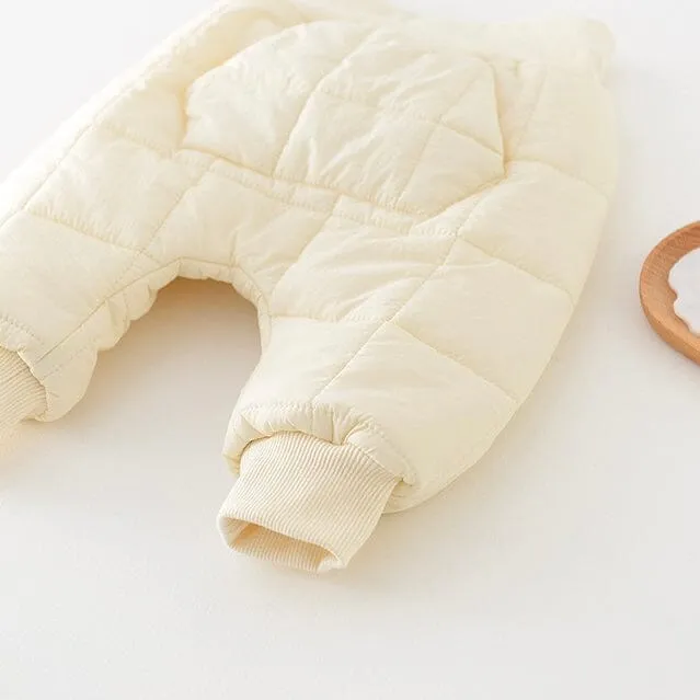 Square Quilted Plush High Waist Baby Baggy Pants